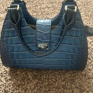 Brahmin Blue Crocodile-Embossed Shoulder Bag